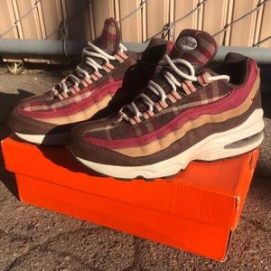 plaid flannel brown suede Nike AirMax 95 Gs 4.5y